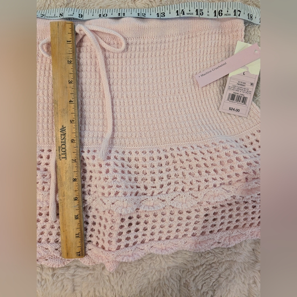 Wild Fable Light Pink Tiered Crochet Mini Skirt NWT Boho Beach Feminine - Picture 3 of 6